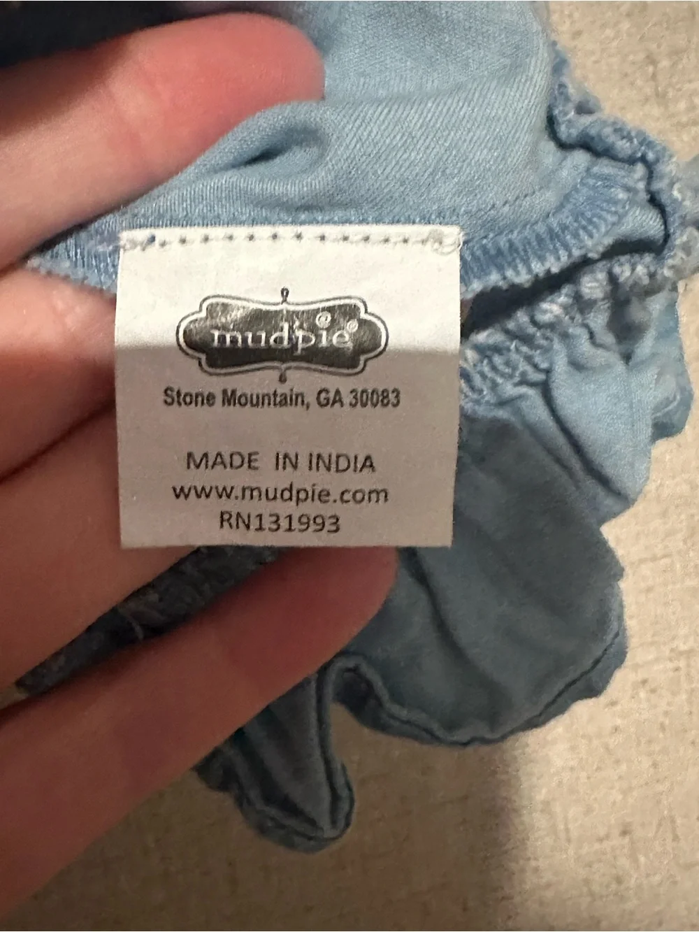 Mud Pie 6/9M Denim Blue Rainbow Embroidered Tank